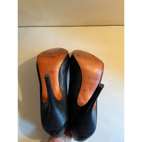 Coach EUC Caya Black Napa Leather Platform Pumps Womens Heels Shoes Size 10 B - Picture 5 of 7